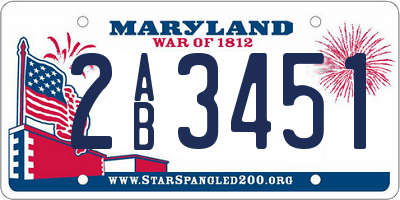 MD license plate 2AB3451