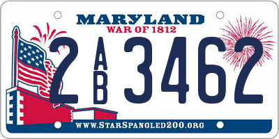 MD license plate 2AB3462