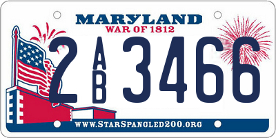 MD license plate 2AB3466