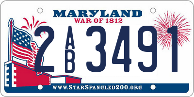 MD license plate 2AB3491