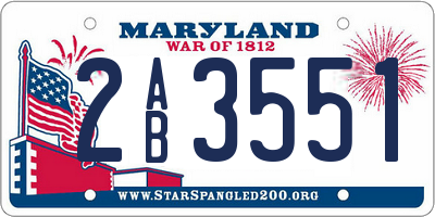 MD license plate 2AB3551