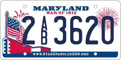 MD license plate 2AB3620
