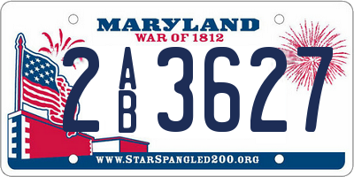 MD license plate 2AB3627
