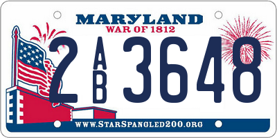 MD license plate 2AB3648