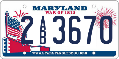 MD license plate 2AB3670