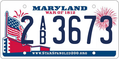 MD license plate 2AB3673
