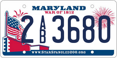 MD license plate 2AB3680