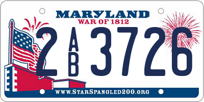 MD license plate 2AB3726