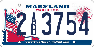 MD license plate 2AB3754