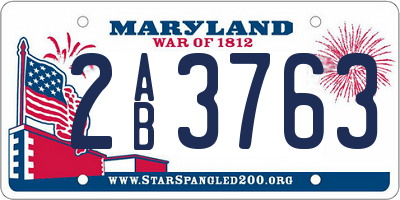 MD license plate 2AB3763