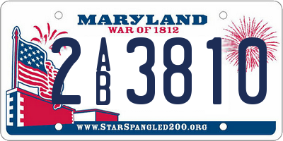 MD license plate 2AB3810