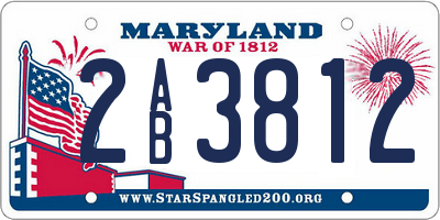 MD license plate 2AB3812