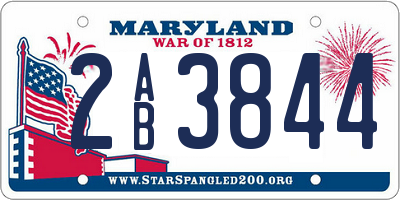 MD license plate 2AB3844