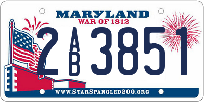 MD license plate 2AB3851