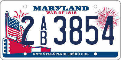 MD license plate 2AB3854