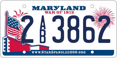 MD license plate 2AB3862