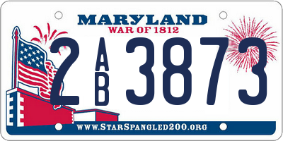 MD license plate 2AB3873