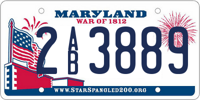 MD license plate 2AB3889
