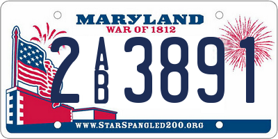 MD license plate 2AB3891