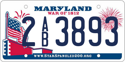 MD license plate 2AB3893
