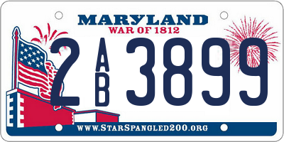 MD license plate 2AB3899