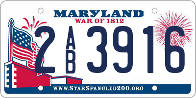 MD license plate 2AB3916