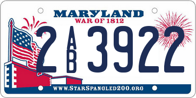 MD license plate 2AB3922
