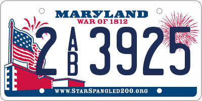 MD license plate 2AB3925