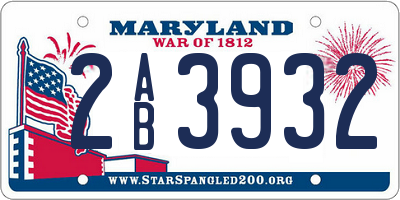 MD license plate 2AB3932