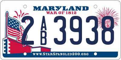MD license plate 2AB3938