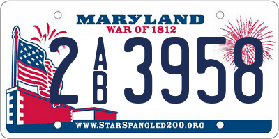 MD license plate 2AB3958