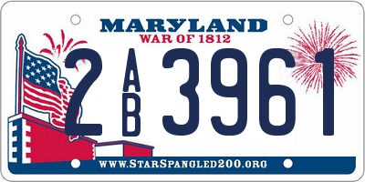 MD license plate 2AB3961