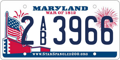 MD license plate 2AB3966