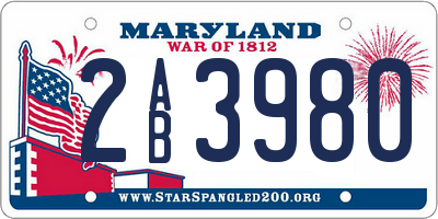 MD license plate 2AB3980