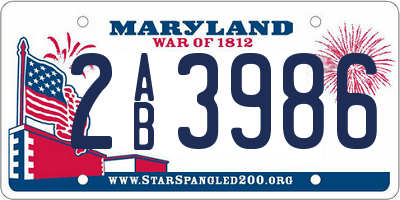 MD license plate 2AB3986