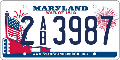 MD license plate 2AB3987