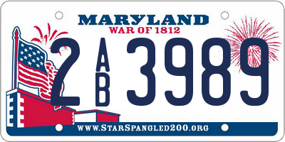 MD license plate 2AB3989