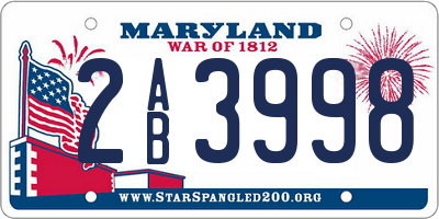 MD license plate 2AB3998