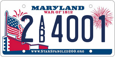 MD license plate 2AB4001