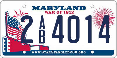 MD license plate 2AB4014