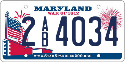 MD license plate 2AB4034