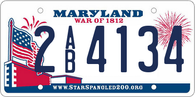 MD license plate 2AB4134