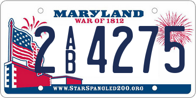 MD license plate 2AB4275