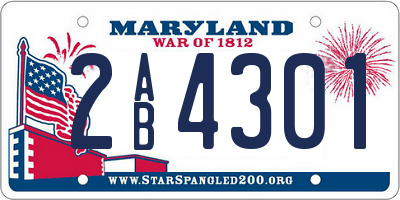 MD license plate 2AB4301