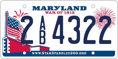 MD license plate 2AB4322
