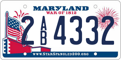 MD license plate 2AB4332