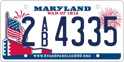 MD license plate 2AB4335