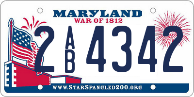 MD license plate 2AB4342