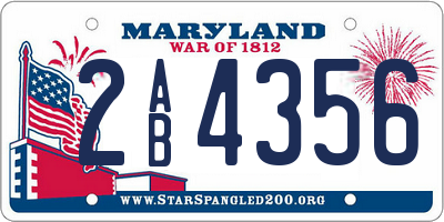 MD license plate 2AB4356