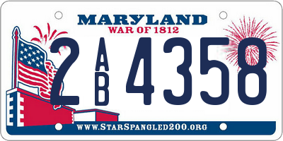 MD license plate 2AB4358